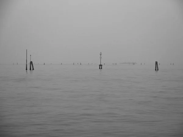 Lagune Venise Hiver Monochrome Lonely Seascape — Photo