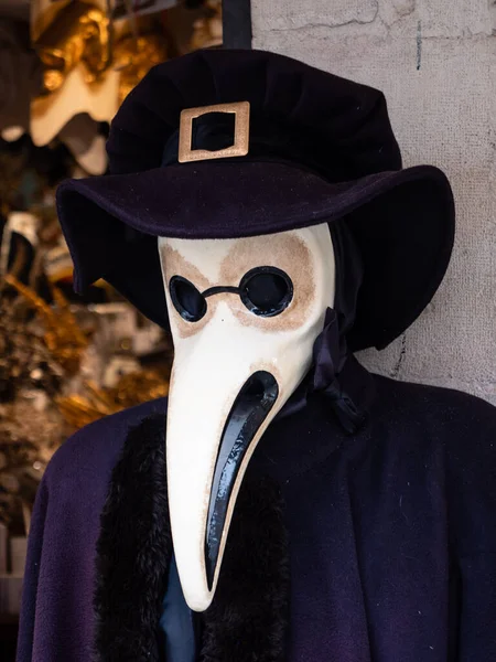 Venetian Bubonic Plague Doctor Mask Beak Costume Venice Italy — Stock Photo, Image