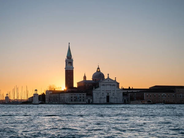 Kostel Chiesa San Giorgio Maggiore Při Východu Slunce Benátkách Itálie — Stock fotografie