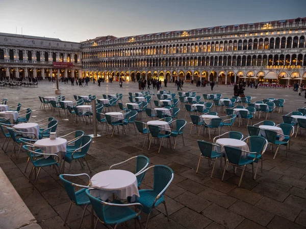 Венеция Италия Января 2022 Года Площадь Сан Марко Столиками Кафе — стоковое фото