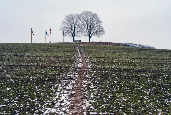 Zuran Hill Στο Austerlitz Battlefield Στη Μοραβία Τσεχία Ένα Μνημείο — Φωτογραφία Αρχείου