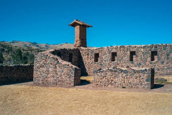 Жилые Кварталы Руинах Храма Ракчи Перу Руины Каменных Стен Инков — стоковое фото