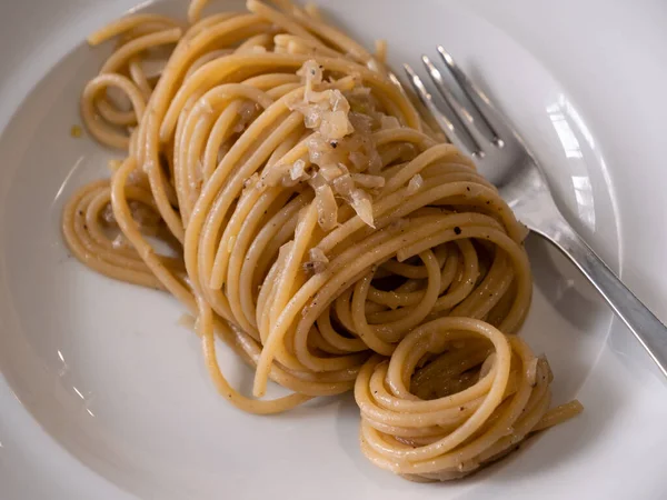 Bigoli Alla Veneta Auch Bigoli Salsa Genannt Ein Italienisches Pasta — Stockfoto