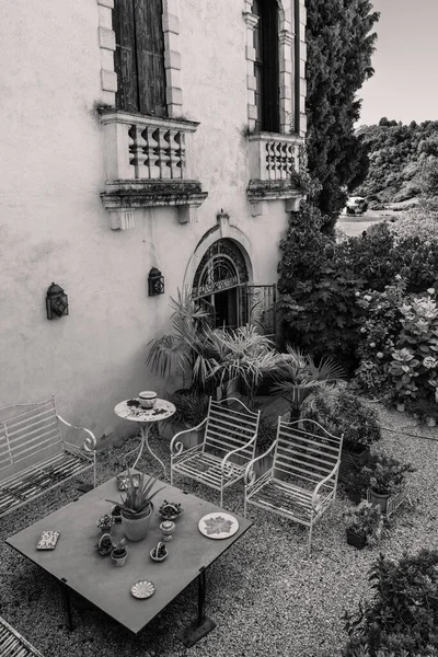 Villa Valmarana Nani Backyard Vicenza Italy Monochrome Black White — стокове фото