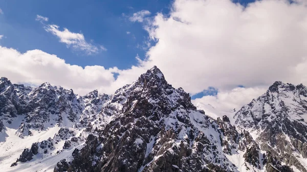 Vista Panoramica Sulle Montagne Inverno Con Alpi Centro Fotografia Stock