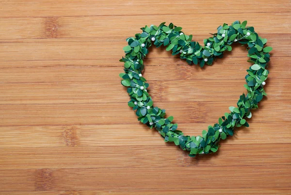 Heart decoration on wooden background — Stock Photo, Image