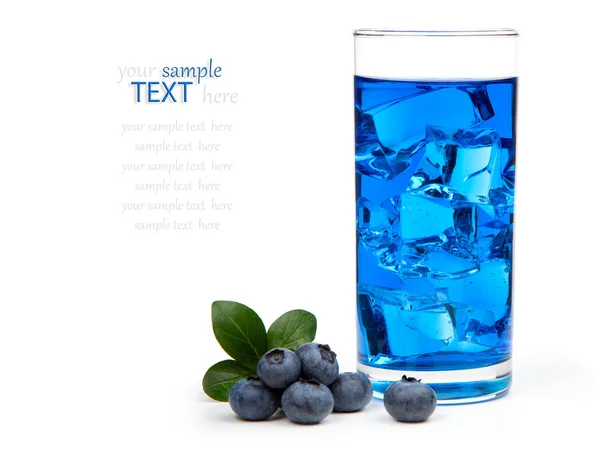 Blueberry juice, cocktail with ice, isolated on white background — Stock Photo, Image