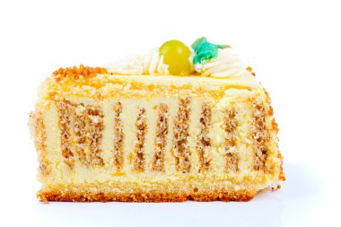 cevizli kek krem, beyaz zemin üzerine izole