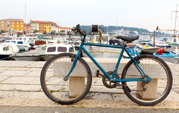 Gammel cykel på dæmningen - Stock-foto