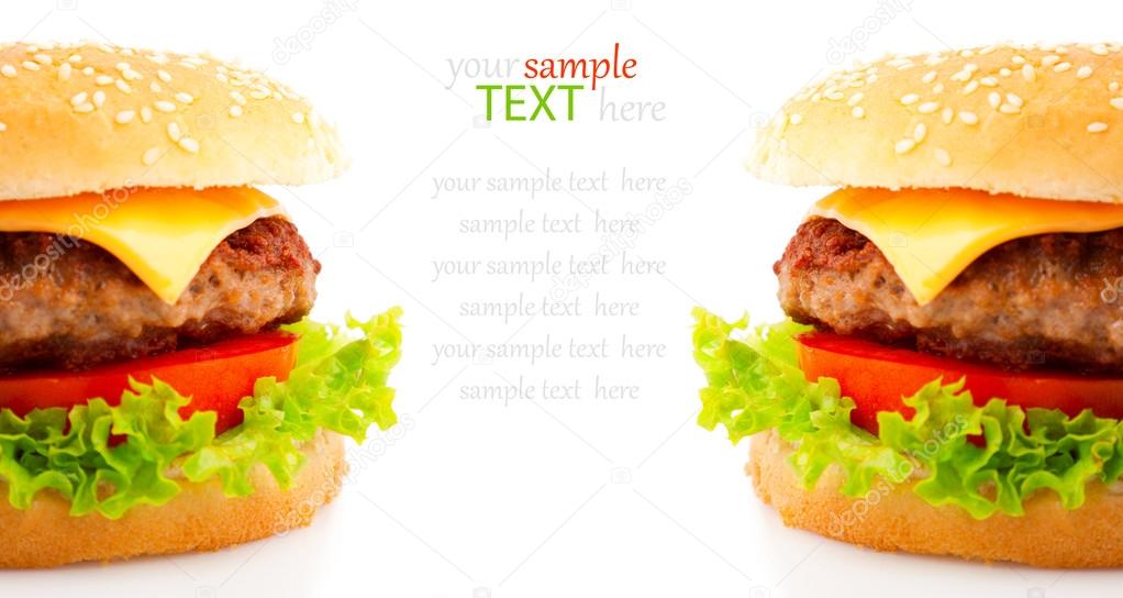 Tasty hamburger on white background
