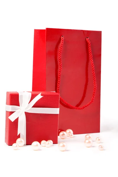 Red gift and Gift bag — Stock Photo, Image