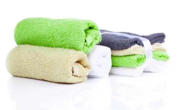 Colorful towels. Isolated on white background — Stock Photo, Image