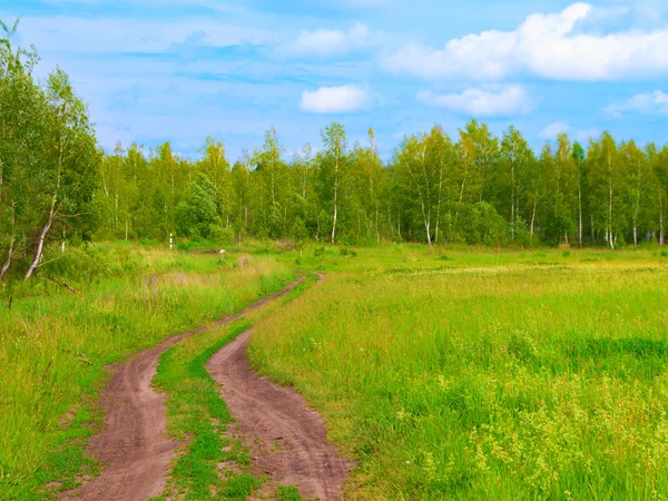 Dirt road in the summer, plain — Stock Photo, Image