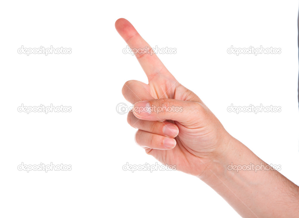 man's hand, index finger. isolated on white background