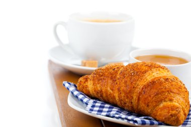 kruvasan marmelat ve caffee bardak ile