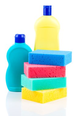 plastik deterjan şişeleri ile süngerler