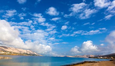 pag, Hırvatistan Adriyatik beach.