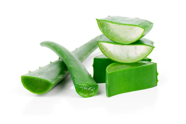 Aloe leaves with drops, isolated on white — Stock Photo, Image