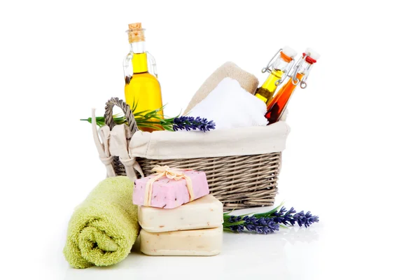 Toiletries for relaxation, isolated on white backgroun — Stock Photo, Image