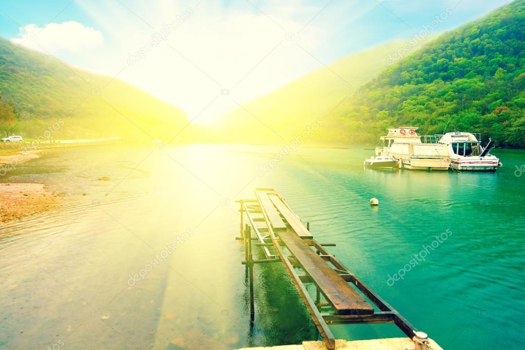 bay in Istria, Croatia with sunlight