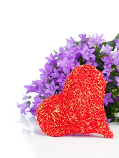 Red heart shaped decoration, over white background — Stock Photo, Image