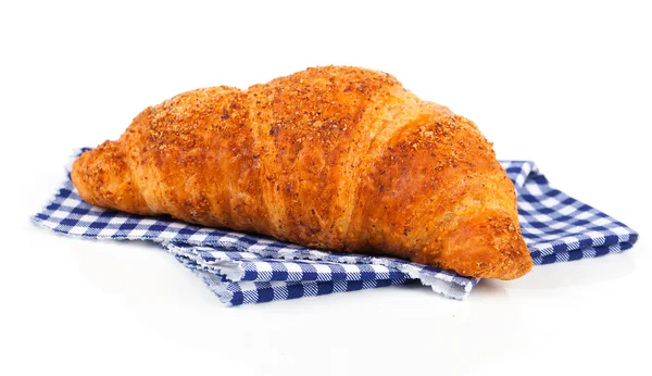 Friss és ízletes croissant-t, mint fehér háttere — Stock Fotó