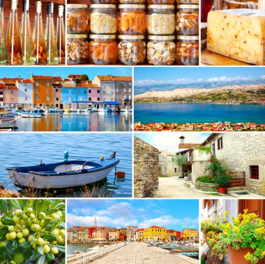 set Istrian, Hırvatistan. Adriyatik manzara. popüler yerler ve 