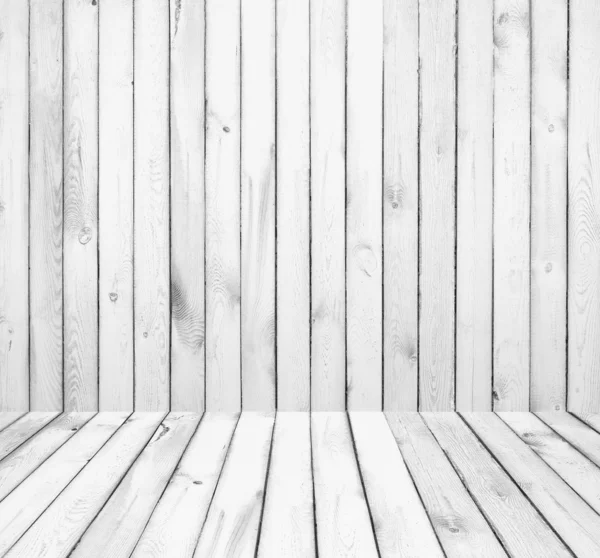 Sala interna con parete e pavimento in legno bianco — Foto Stock