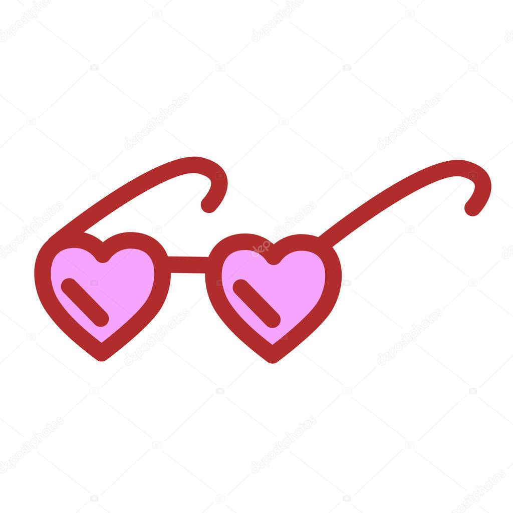 Fashionable heart-shaped sunglasses. Valentine icon. Vector illustration