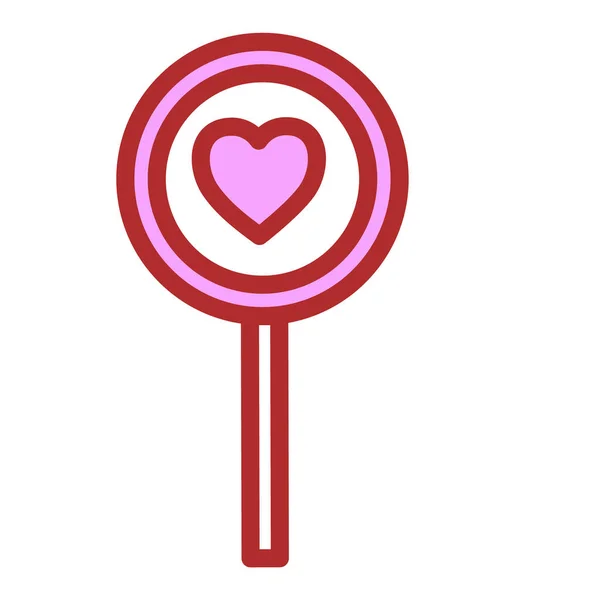 Lollipop with heart. Valentines day icon. Vector illustration — 图库矢量图片