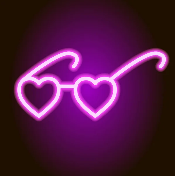Gafas de sol en forma de corazón de neón de moda. Icono de San Valentín Ilustración vectorial — Vector de stock