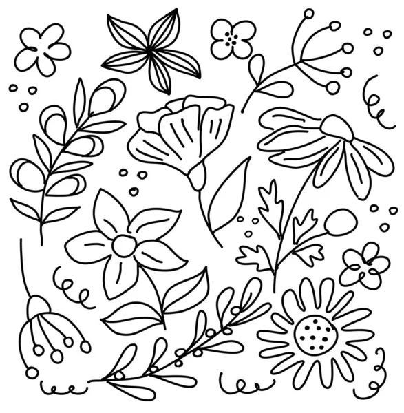 Σύνολο λουλουδιών που απομονώνονται σε λευκό. Εικονογράφηση διανύσματος — Διανυσματικό Αρχείο