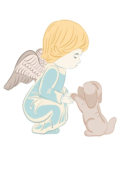 天使和小狗 — 图库矢量图片