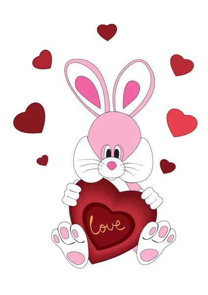Романтический кролик с сердцем — стоковый вектор