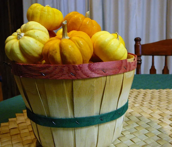 Basket Of Mini Pumpkins — Stock Photo, Image