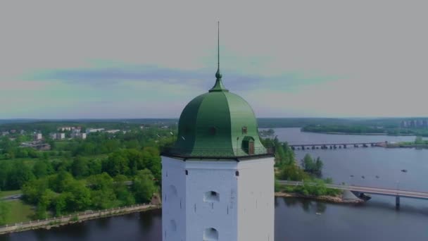 Malé Evropské Město Nízkými Domy Starobylými Hradními Věžemi — Stock video