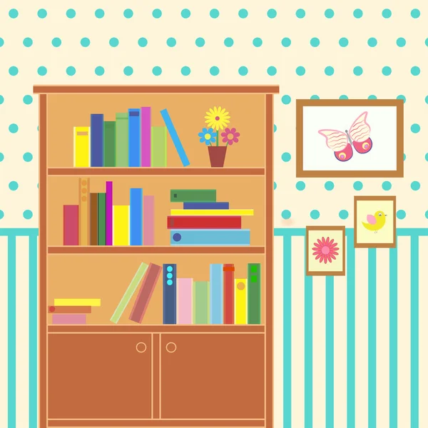 Chambre avec bibliothèque — Image vectorielle