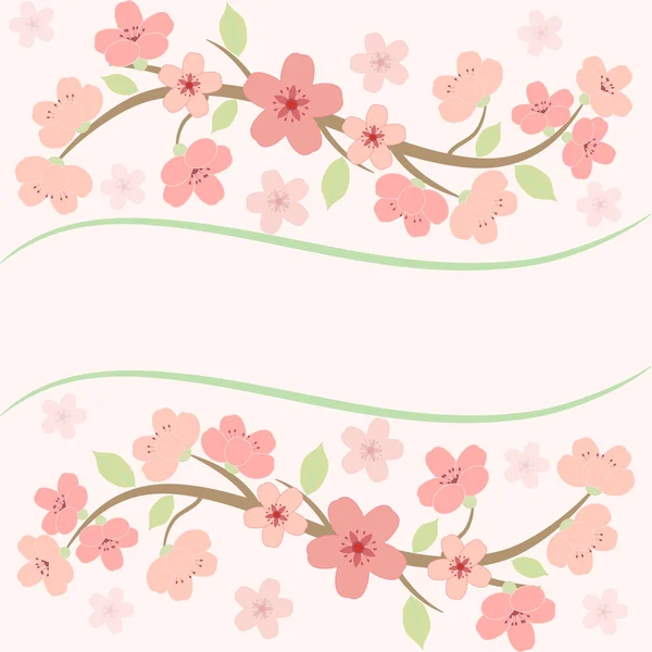 粉色樱花开花卡 — 图库矢量图片