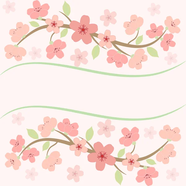 Roze sakura bloesem kaart — Stockvector