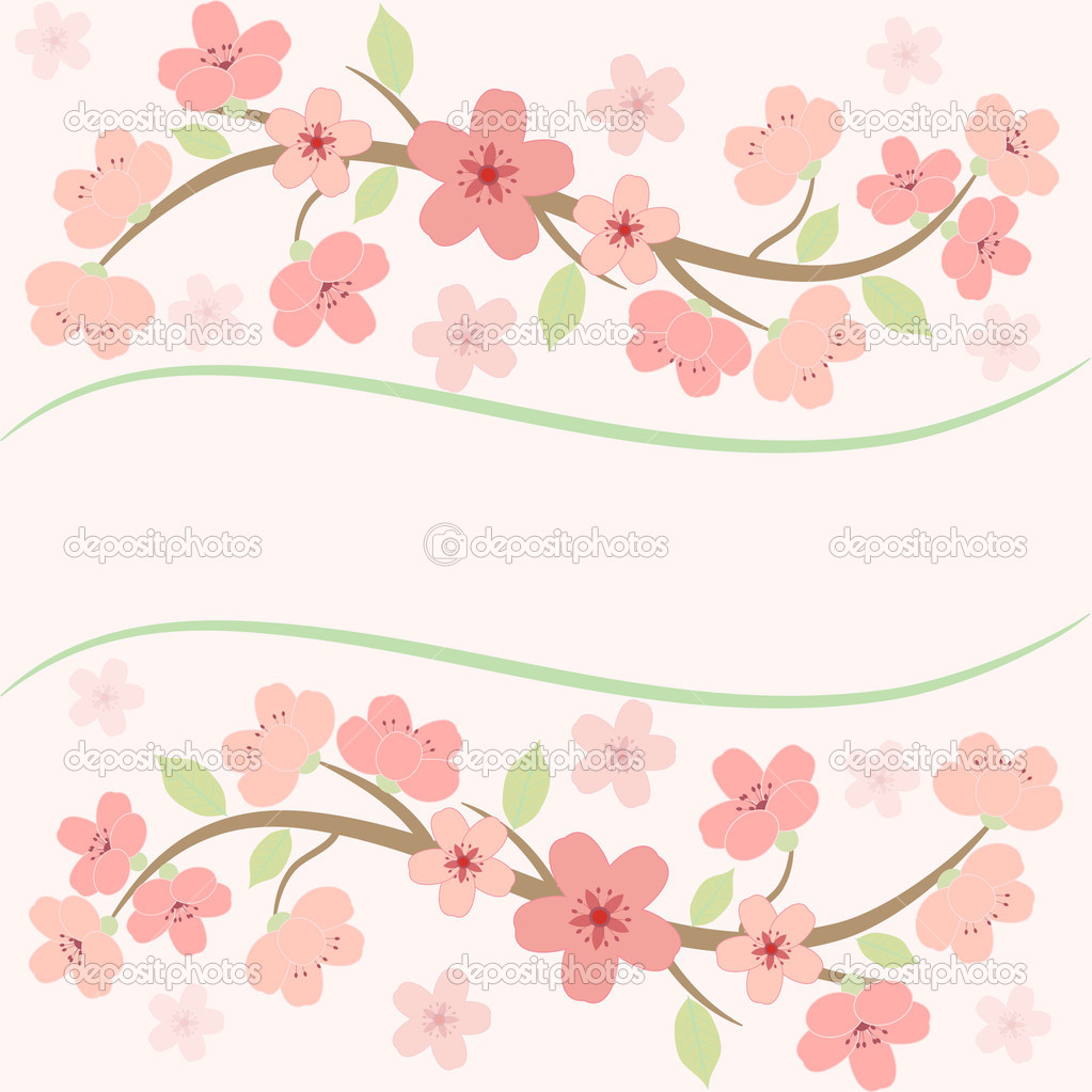 Pink sakura blossom card