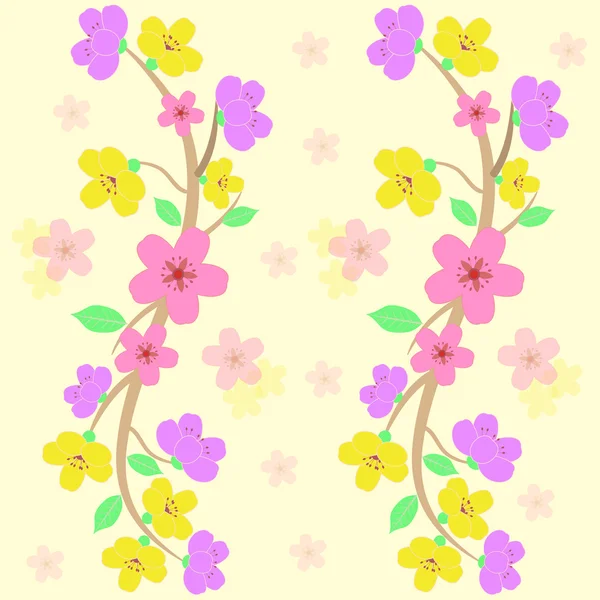Πολύχρωμο sakura χωρίς ραφή πρότυπο φορέα — Διανυσματικό Αρχείο