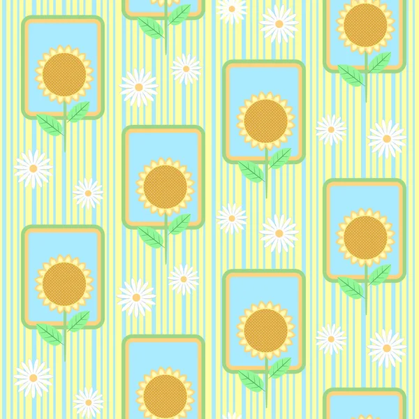 Nahtloses Muster mit Sonnenblumen — Stockvektor