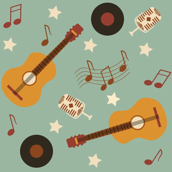 Seamless musical pattern with guitars — Stock Vector