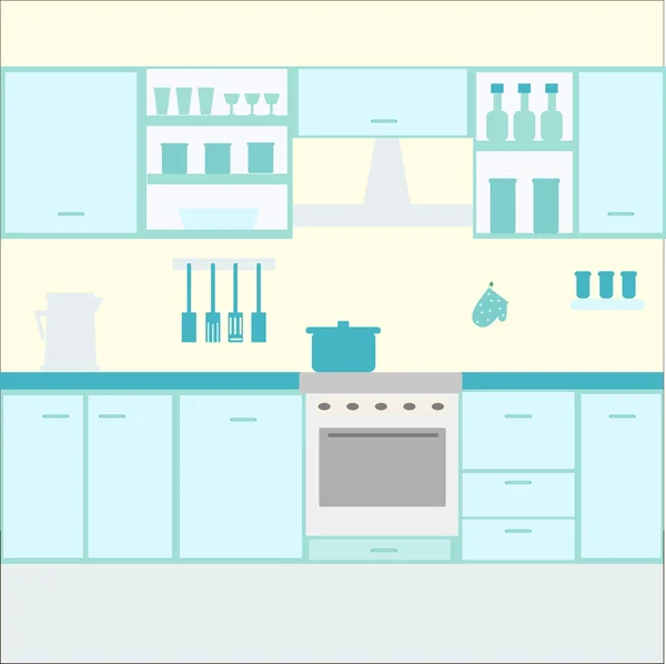 Illustration de cuisine avec meubles de cuisine — Image vectorielle