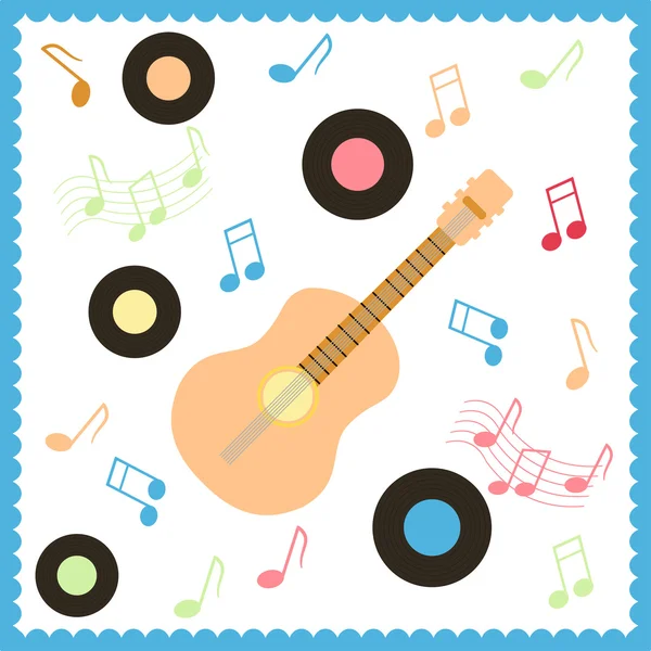 Musical card with guitar — Stock Vector