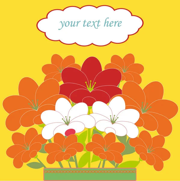 Tarjeta con ramo de flores — Vector de stock