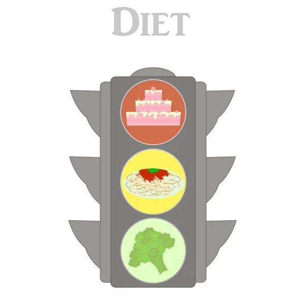 Trafik ışığı illüstrasyon sağlıklı diyet olarak — Stok Vektör