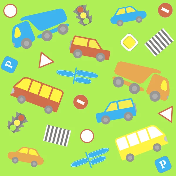 Background with cartoon cars — Stock Vector