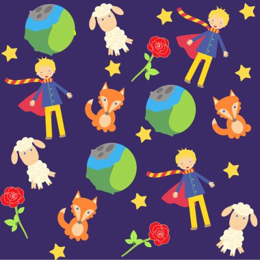 Background with The little prince characters clipart