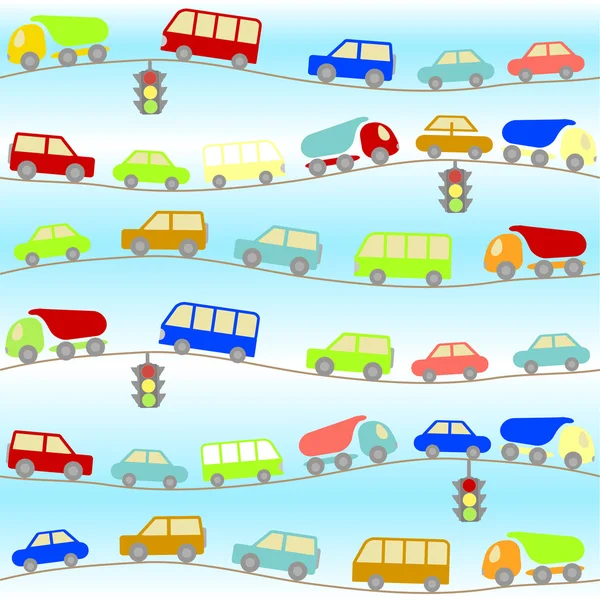 Background with cartoon cars — Stock Vector